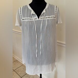 Como Vintage White Boho Peasant Top – Size M